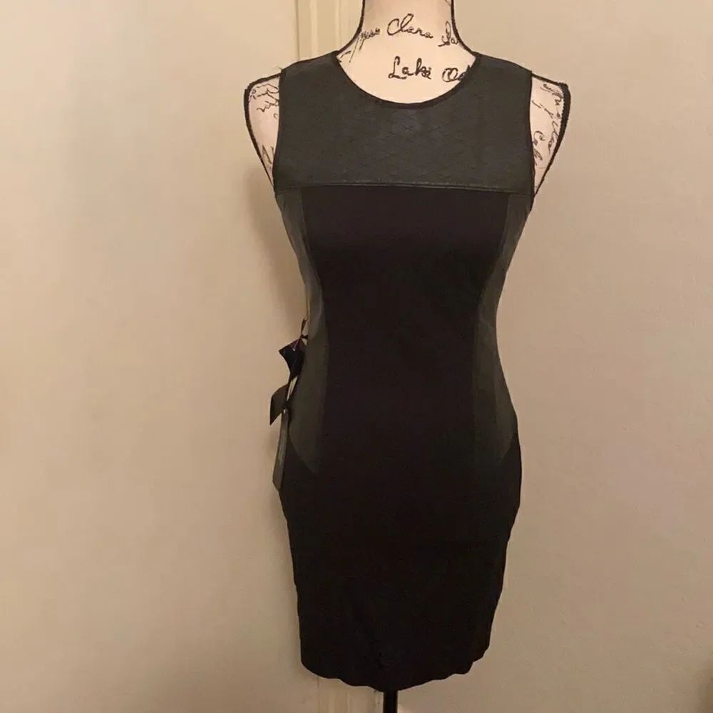 Bebe Black Leather Panel Dress